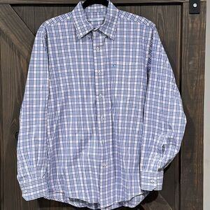 Southern Tide Men's Blue White Plaid Button Down Long Sleeve Shirt Size Medium